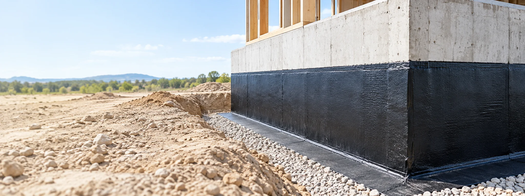 Beton temel çevresinde bitüm esaslı su yalıtım uygulaması